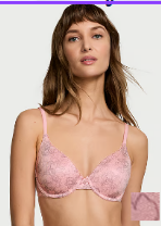 Brasier Victoria Secret  Cobertura Total Liso Forro Ligero  Rosa  - 36 DD
